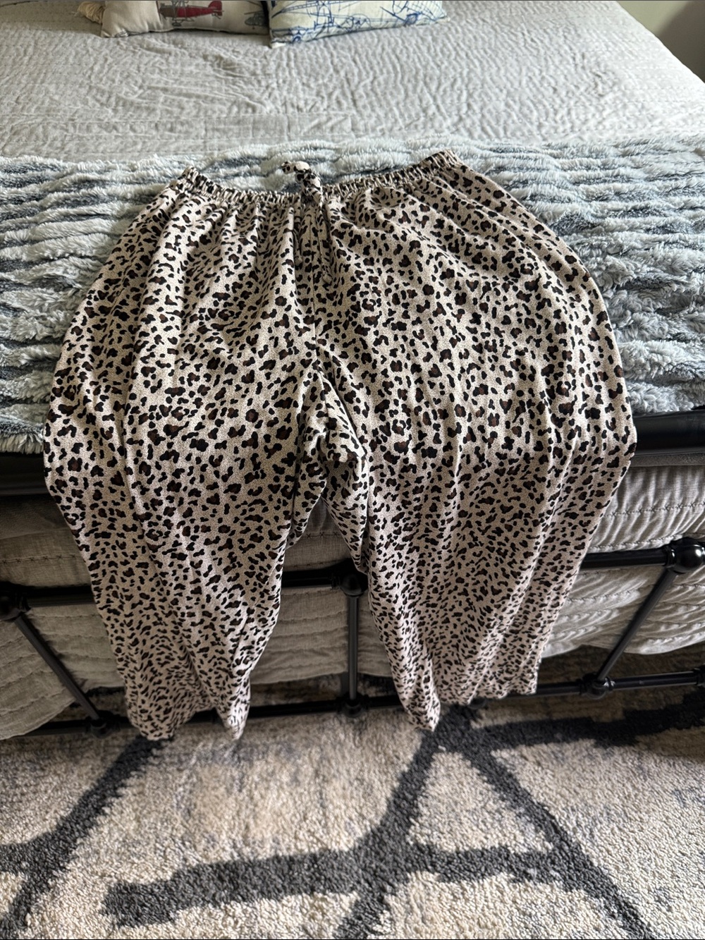Leopard Print  Lounge Pants - Beige/Black